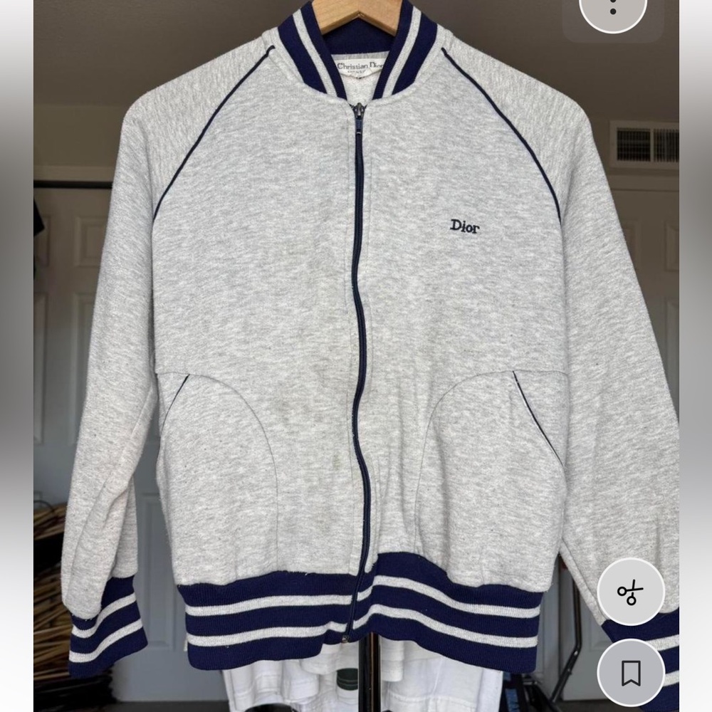 Dior Heather Gray and Navy Striped Jacket